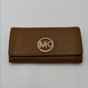 Michael Kors Tan Leather Wallet with Gold Logo
